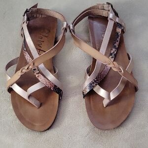Blowfish Malibu Granola-B Braided Gladiator Sandals Snake Print Rose Gold Size 9